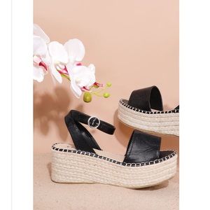 Black snake embossed platform sandal